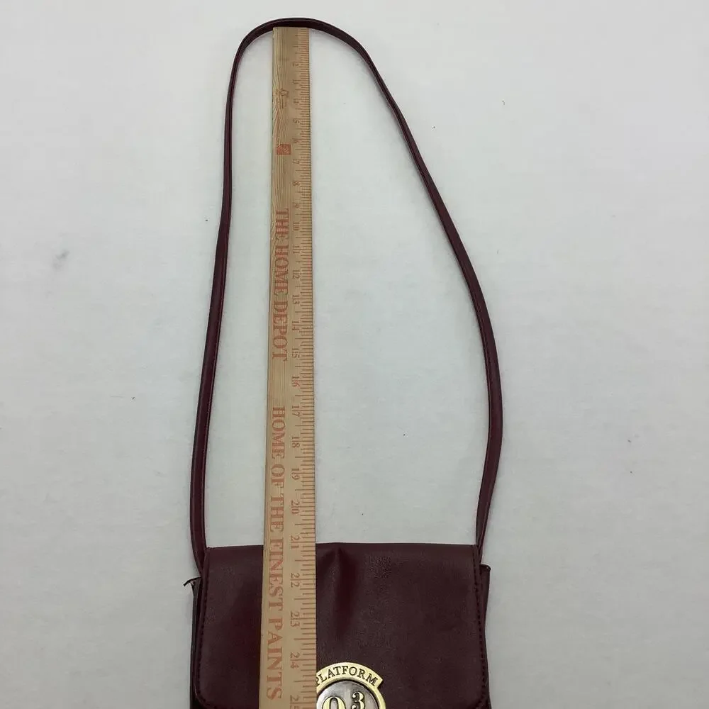 Harry Potter Platform 9 3/4 Crossbody Bag Womens Small Burgundy Faux Leather